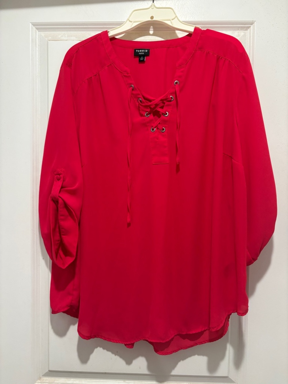 torrid pink Lace-Up Peasant Tunic Top